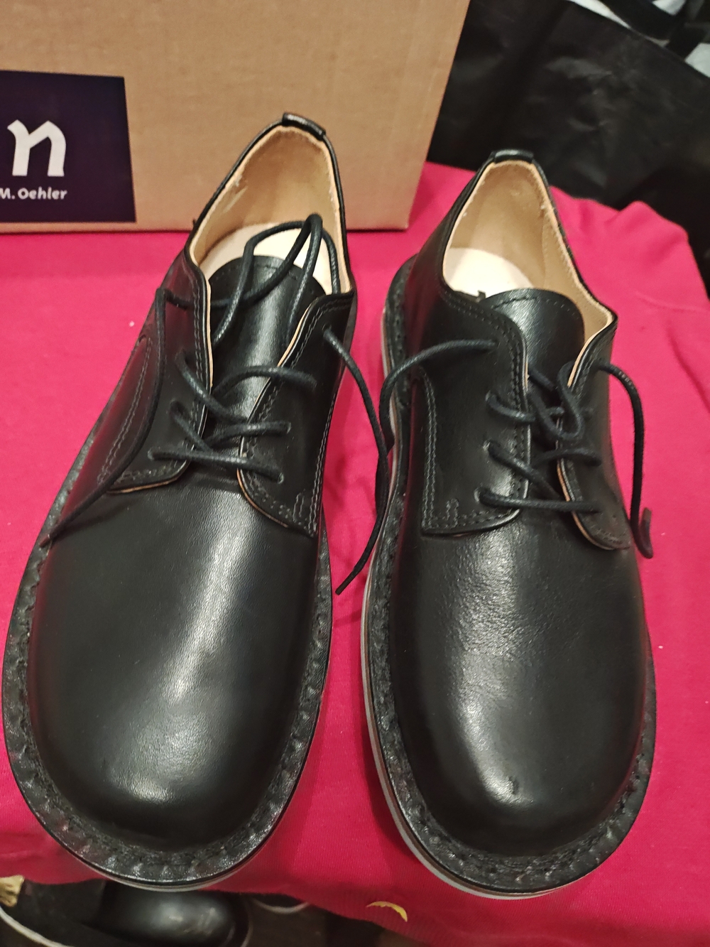 Black Leather Women's Derby Oxfords 37